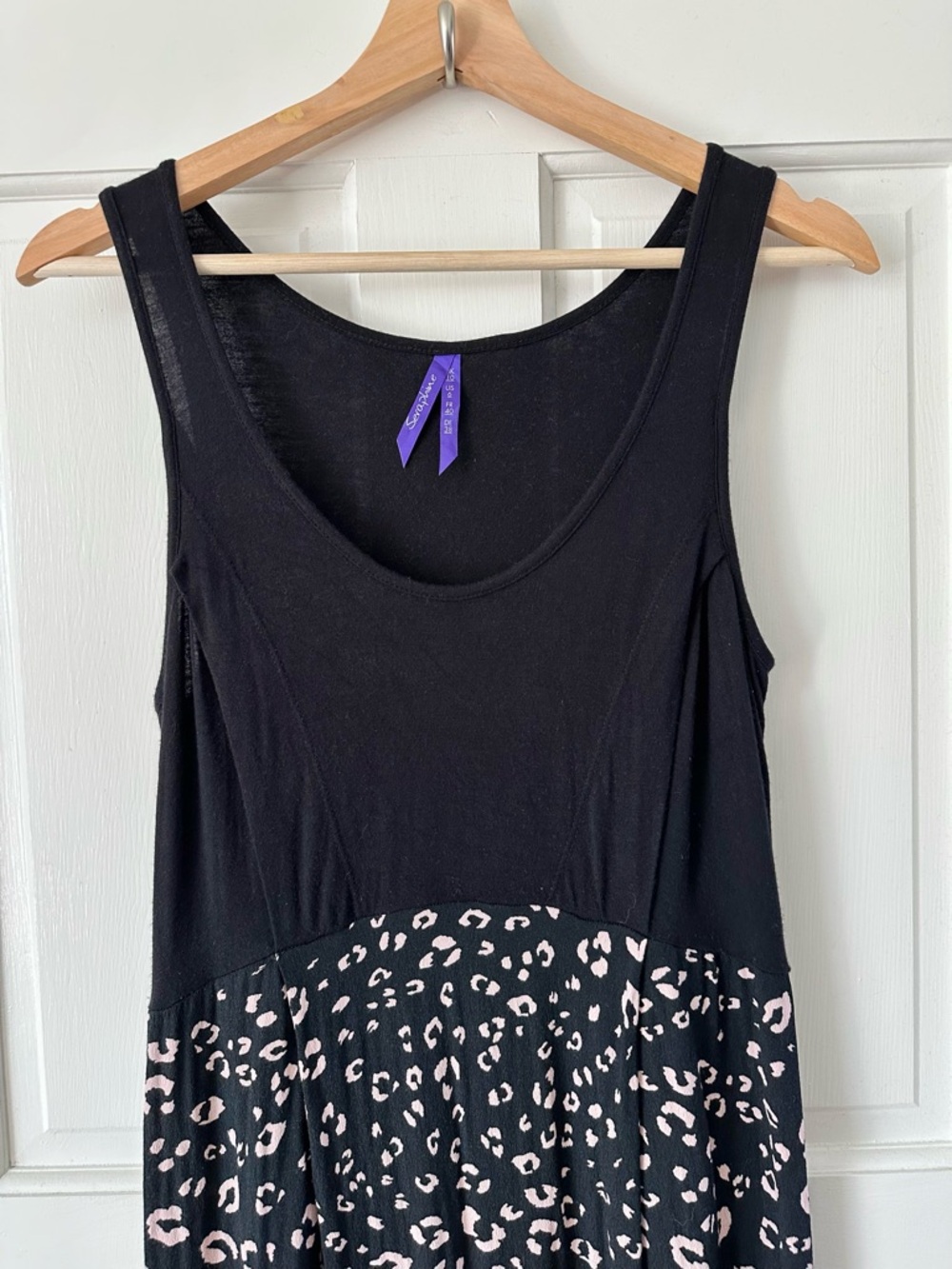 Seraphine Maternity Black Tank Maxi Dress Tan Leopard Print Nursing Size 6 - Picture 2 of 10